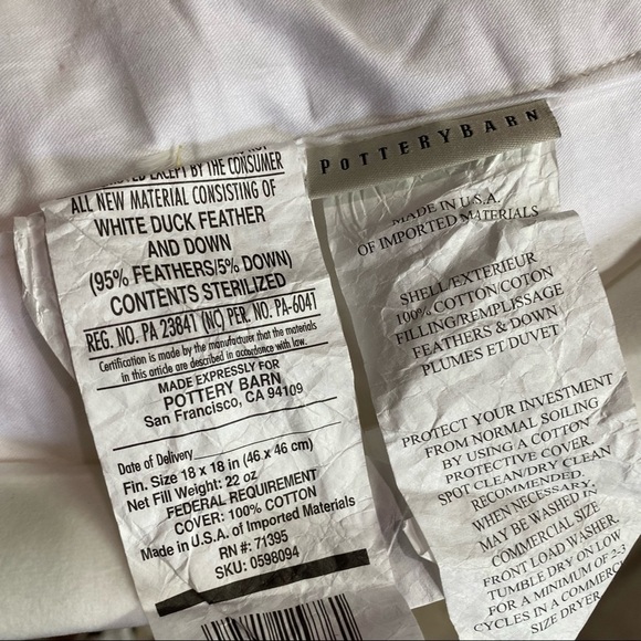 TWO Pillow Covers with Pottery Barn Duck Feather and Down Pillow Inserts - Picture 16 of 16